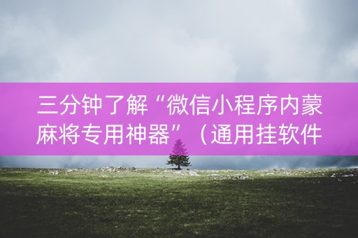 三分钟了解“微信小程序内蒙麻将专用神器”（通用挂软件多少钱)