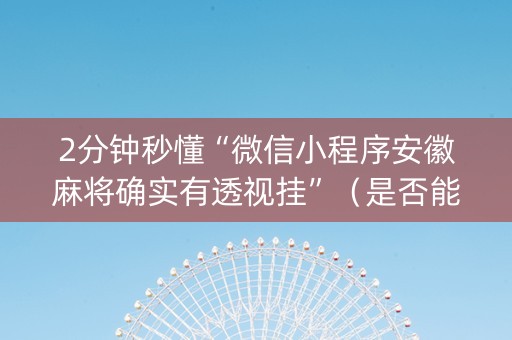 2分钟秒懂“微信小程序安徽麻将确实有透视挂”（是否能开挂)