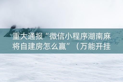 重大通报“微信小程序湖南麻将自建房怎么赢”（万能开挂器)