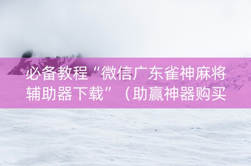 必备教程“微信广东雀神麻将辅助器下载”（助赢神器购买)