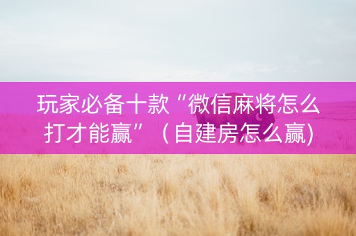 玩家必备十款“微信麻将怎么打才能赢”（自建房怎么赢)