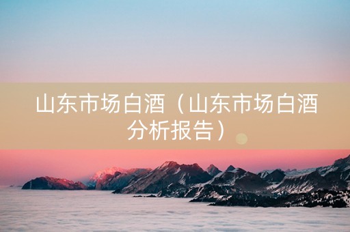 山东市场白酒（山东市场白酒分析报告）