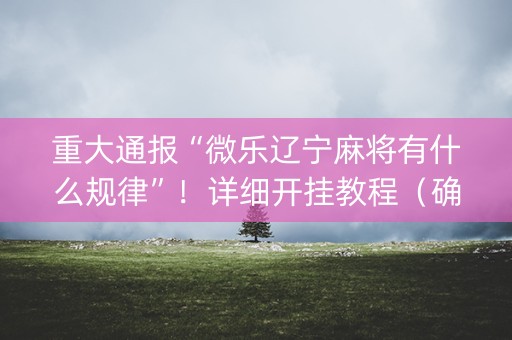 重大通报“微乐辽宁麻将有什么规律”！详细开挂教程（确实真的有挂)-知乎