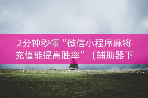 2分钟秒懂“微信小程序麻将充值能提高胜率”（辅助器下载)