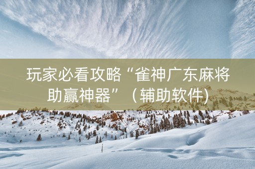 玩家必看攻略“雀神广东麻将助赢神器”（辅助软件)