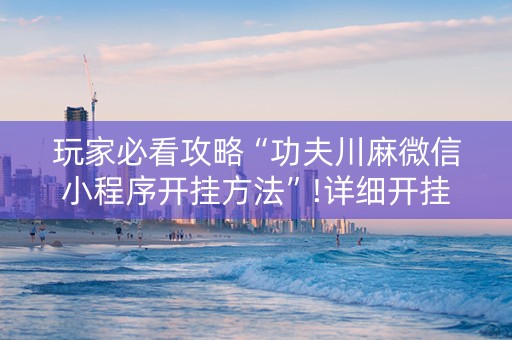 玩家必看攻略“功夫川麻微信小程序开挂方法”!详细开挂教程-知乎