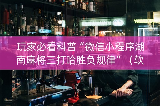 玩家必看科普“微信小程序湖南麻将三打哈胜负规律”（软挂神器)