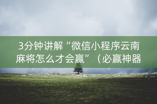 3分钟讲解“微信小程序云南麻将怎么才会赢”（必赢神器辅助器)