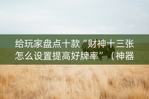 给玩家盘点十款“财神十三张怎么设置提高好牌率”（神器通用版)