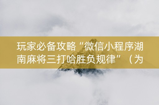 玩家必备攻略“微信小程序湖南麻将三打哈胜负规律”（为什么有人一直赢)