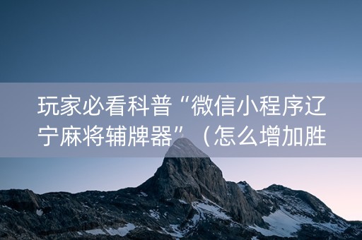 玩家必看科普“微信小程序辽宁麻将辅牌器”（怎么增加胜率)