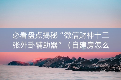必看盘点揭秘“微信财神十三张外卦辅助器”（自建房怎么赢)