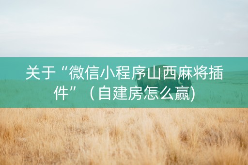 关于“微信小程序山西麻将插件”（自建房怎么赢)