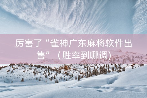 厉害了“雀神广东麻将软件出售”（胜率到哪调)