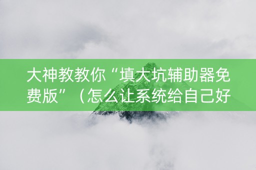 大神教教你“填大坑辅助器免费版”（怎么让系统给自己好牌)