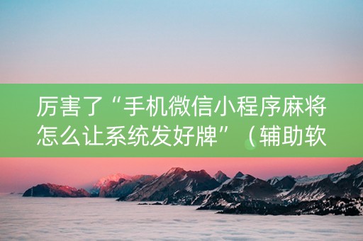 厉害了“手机微信小程序麻将怎么让系统发好牌”（辅助软件)