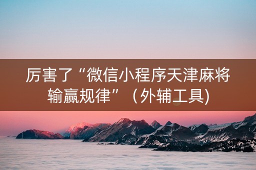 厉害了“微信小程序天津麻将输赢规律”（外辅工具)