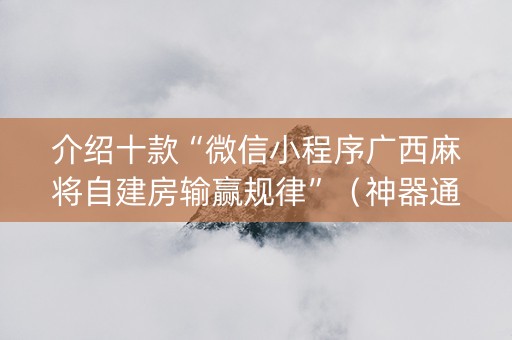 介绍十款“微信小程序广西麻将自建房输赢规律”（神器通用版)