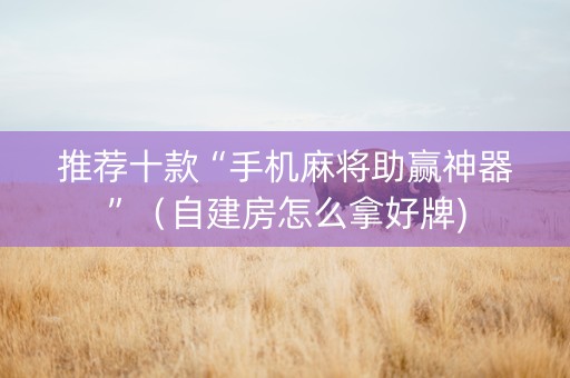 推荐十款“手机麻将助赢神器”（自建房怎么拿好牌)