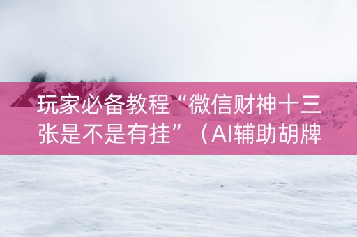 玩家必备教程“微信财神十三张是不是有挂”（AI辅助胡牌规则)