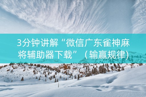 3分钟讲解“微信广东雀神麻将辅助器下载”（输赢规律)