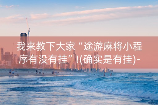 我来教下大家“途游麻将小程序有没有挂”!(确实是有挂)-知乎