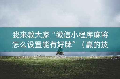 我来教大家“微信小程序麻将怎么设置能有好牌”（赢的技巧规律)