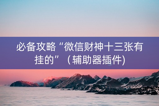 必备攻略“微信财神十三张有挂的”（辅助器插件)