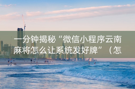 一分钟揭秘“微信小程序云南麻将怎么让系统发好牌”（怎么调胜率)