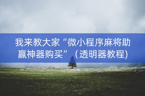 我来教大家“微小程序麻将助赢神器购买”（透明器教程)
