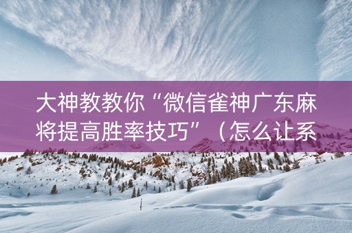 大神教教你“微信雀神广东麻将提高胜率技巧”（怎么让系统给自己好牌)