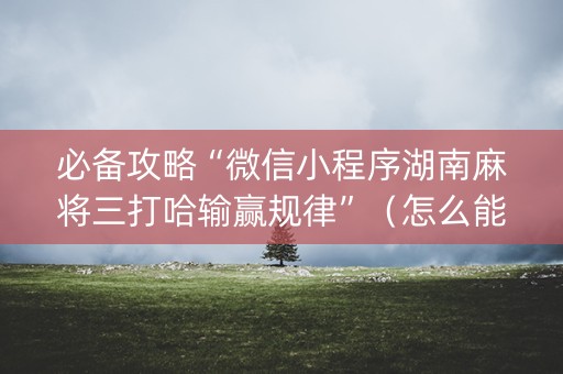 必备攻略“微信小程序湖南麻将三打哈输赢规律”（怎么能得到好牌)