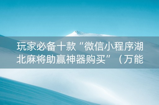 玩家必备十款“微信小程序湖北麻将助赢神器购买”（万能开挂器)