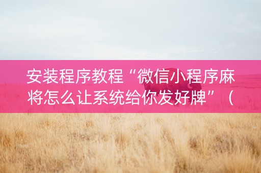 安装程序教程“微信小程序麻将怎么让系统给你发好牌”（必赢神器免费安装)