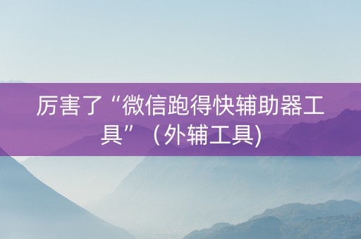厉害了“微信跑得快辅助器工具”（外辅工具)