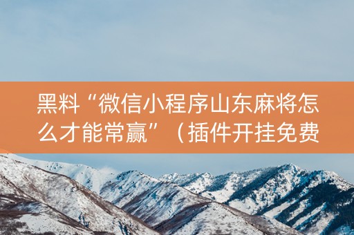 黑料“微信小程序山东麻将怎么才能常赢”（插件开挂免费AI)