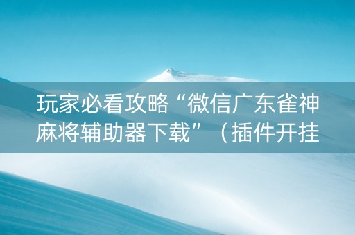玩家必看攻略“微信广东雀神麻将辅助器下载”（插件开挂免费AI)