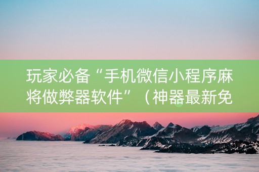 玩家必备“手机微信小程序麻将做弊器软件”（神器最新免费)