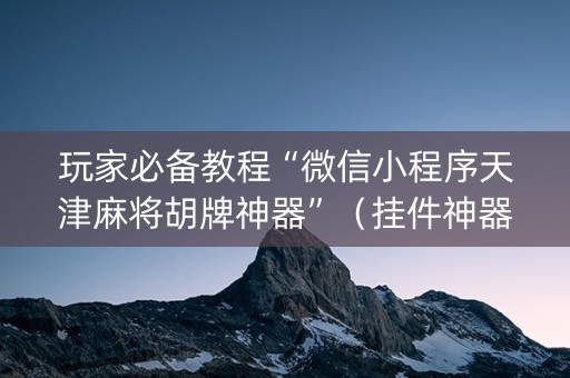 玩家必备教程“微信小程序天津麻将胡牌神器”（挂件神器)