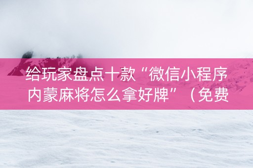 给玩家盘点十款“微信小程序内蒙麻将怎么拿好牌”（免费专用神器)