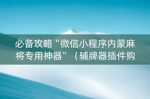 必备攻略“微信小程序内蒙麻将专用神器”（辅牌器插件购买)