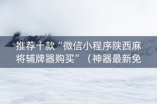 推荐十款“微信小程序陕西麻将辅牌器购买”（神器最新免费)