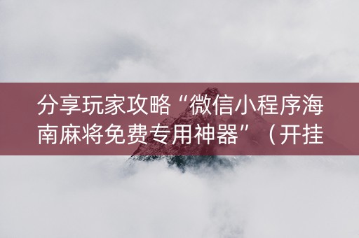 分享玩家攻略“微信小程序海南麻将免费专用神器”（开挂辅助器插件)