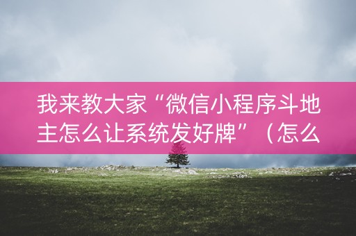我来教大家“微信小程序斗地主怎么让系统发好牌”（怎么能得到好牌)