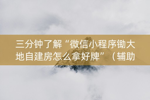 三分钟了解“微信小程序锄大地自建房怎么拿好牌”（辅助神器免费)