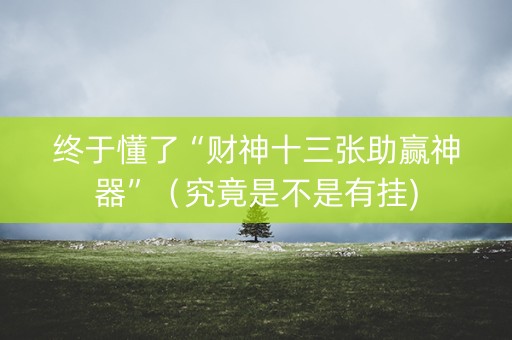 终于懂了“财神十三张助赢神器”（究竟是不是有挂)
