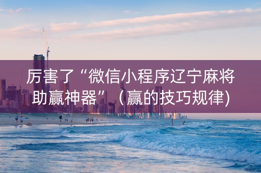 厉害了“微信小程序辽宁麻将助赢神器”（赢的技巧规律)