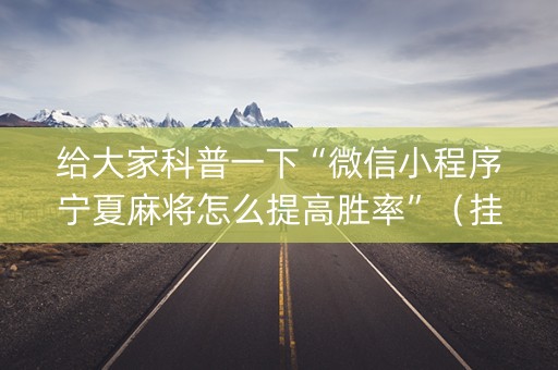 给大家科普一下“微信小程序宁夏麻将怎么提高胜率”（挂件神器)