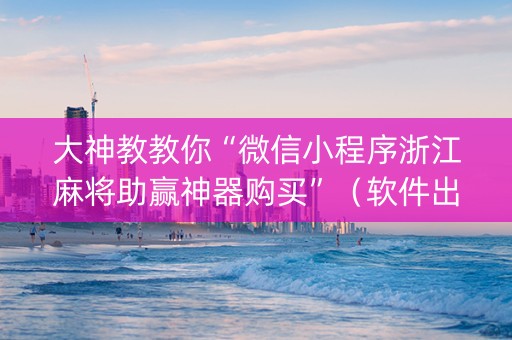大神教教你“微信小程序浙江麻将助赢神器购买”（软件出售)