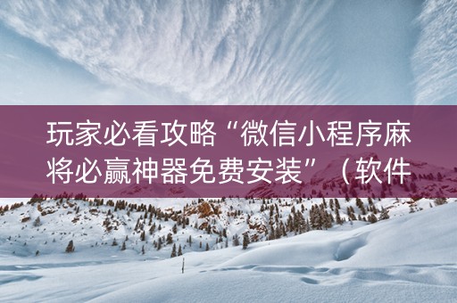 玩家必看攻略“微信小程序麻将必赢神器免费安装”（软件出售)